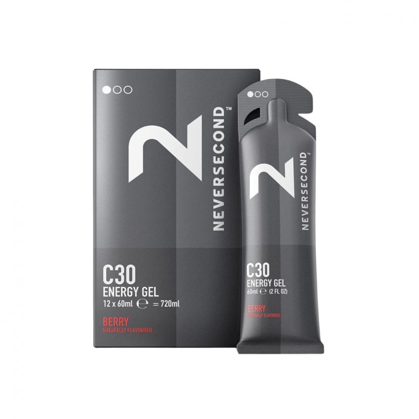 Gel energético Neversecond Frutos Rojos C30 60 ml Cafeína 75| 12 unidades
