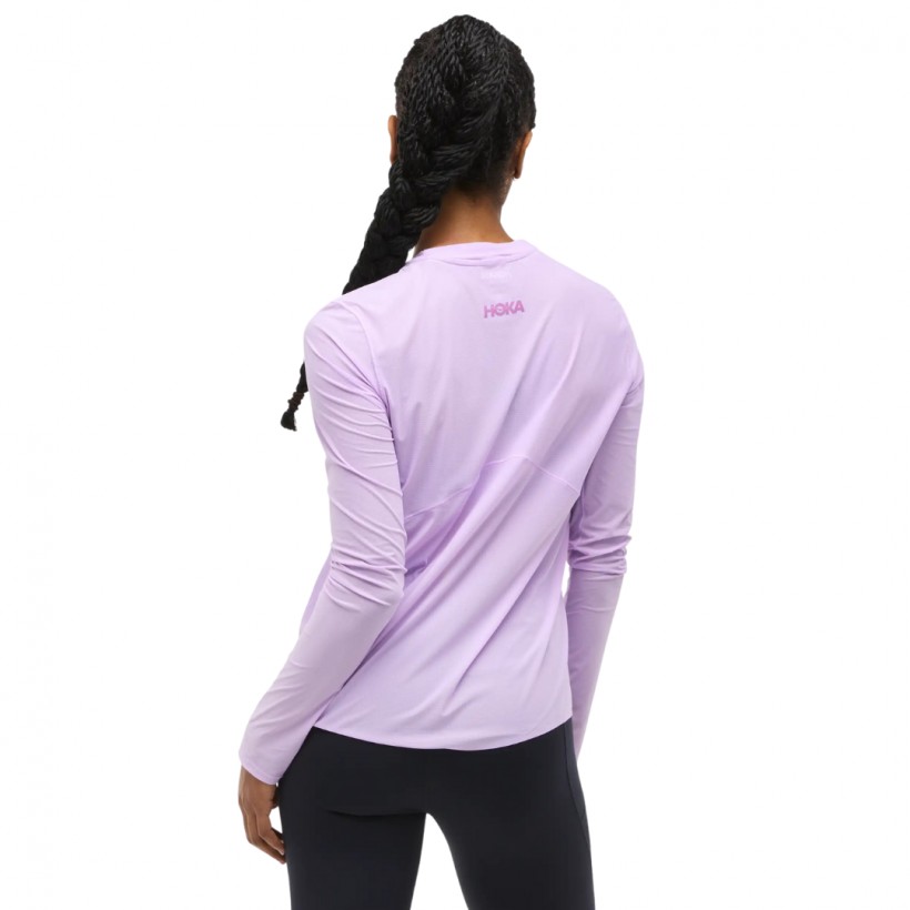 Camiseta Hoka Airolite Manga Longa Roxa Rosa...