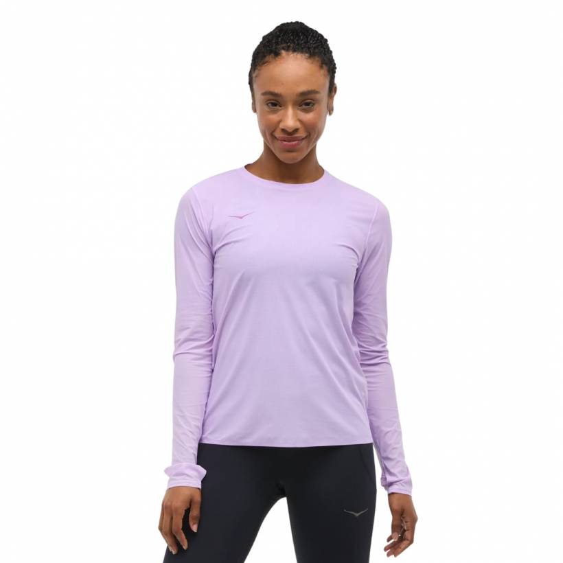 Maglietta Hoka Airolite a Maniche Lunghe Viola Rosa Donna