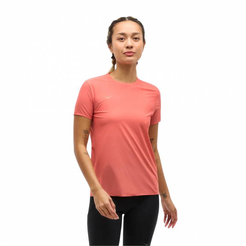 Camiseta Hoka Airolite Rojo Coral Mujer