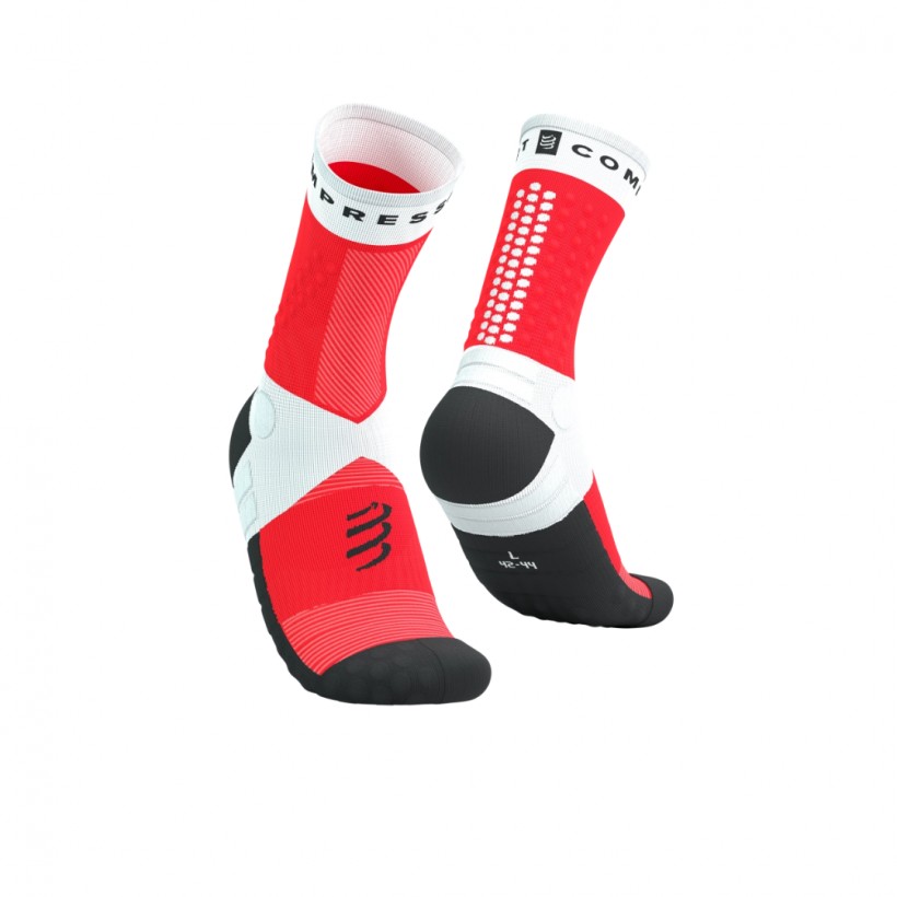 Meias Compressport Ultra Trail Socks V2.0 Branco Vermelho