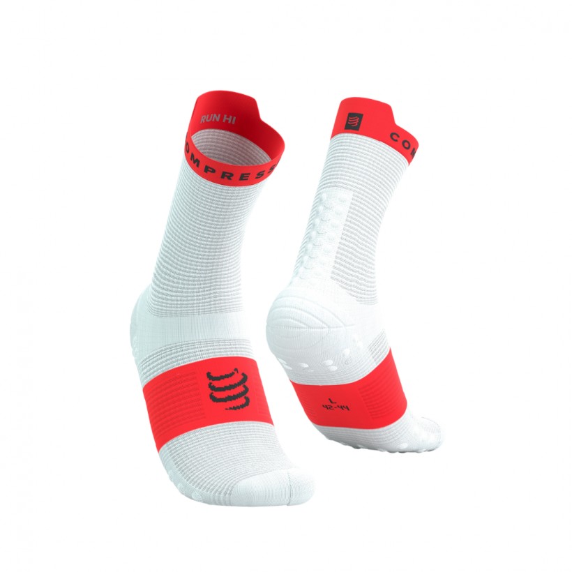 Calzini Compressport Pro Racing Socks v4.0 Run High Bianco Rosso