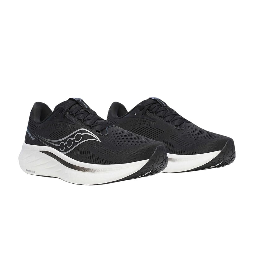 Saucony Ride 18 Shoes Black White SS25