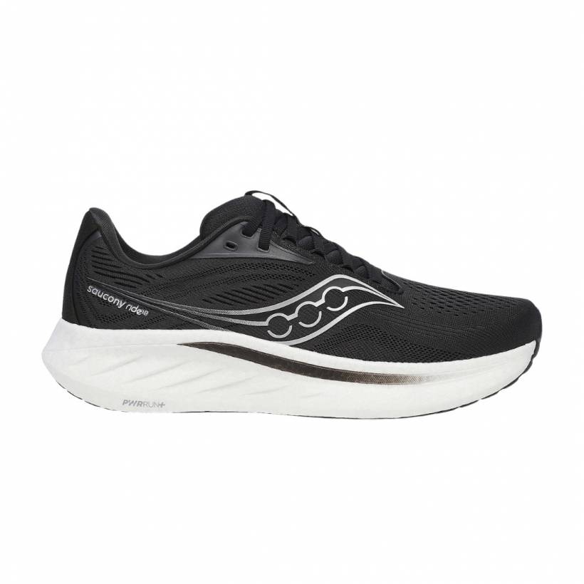Chaussures Saucony Ride 18 Wide Noir Blanc SS25