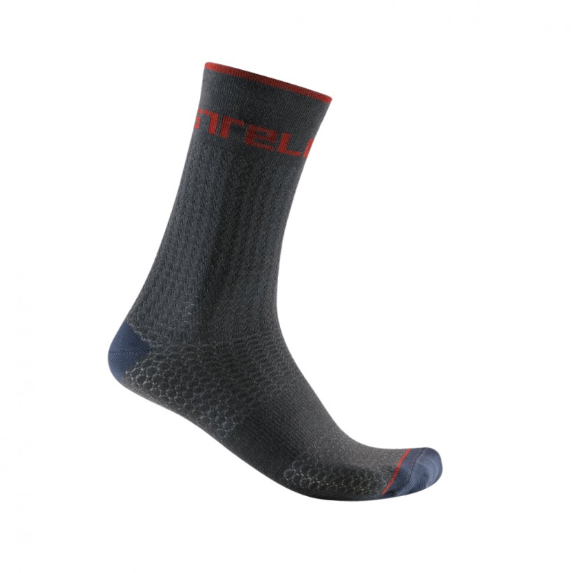 Castelli Distanza 20 Grau Rot Socken