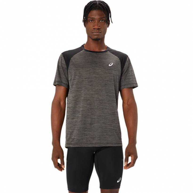 T-shirt Asics Road SS Top Manches Courtes Gris Noir