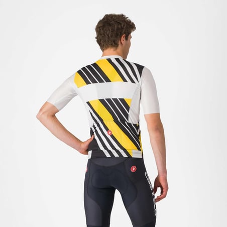 Maillot Castelli Heritage Preto Branco Amarelo