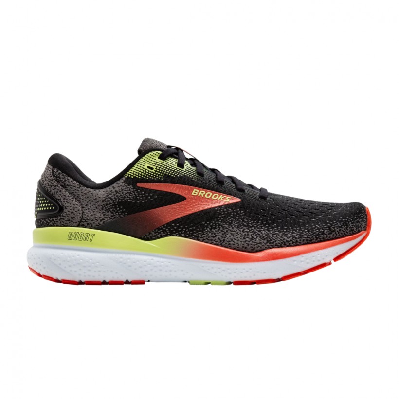 Tênis Brooks Ghost 16 Preto Laranja SS25