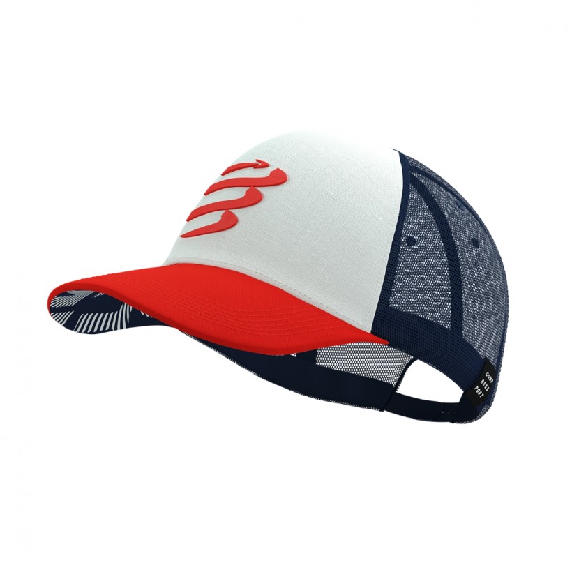 Casquette Compressport Trucker Bleu Rouge