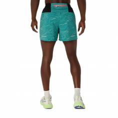 Asics Fujitrail All Over Print 5in Short Green 2
