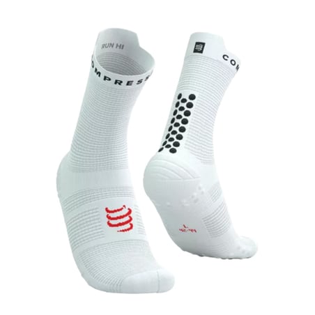Chaussettes Compressport Pro Racing V4.0 Run High Blanc Noir