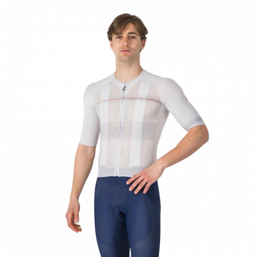 Maillot Castelli Climber's A/C Manches Courtes Blanc Gris