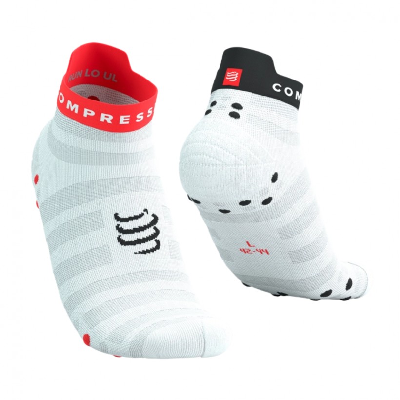 Chaussettes Compressport Pro Racing v4.0 Ultralight Low Running Blanc Rouge
