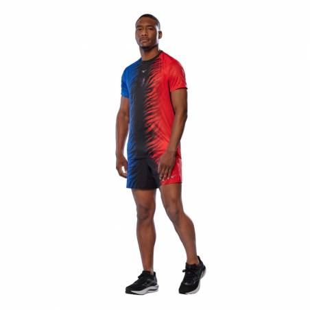 Maglietta Mizuno DryAeroFlow Graphic Tee ONI Manica Corta Blu Rosso