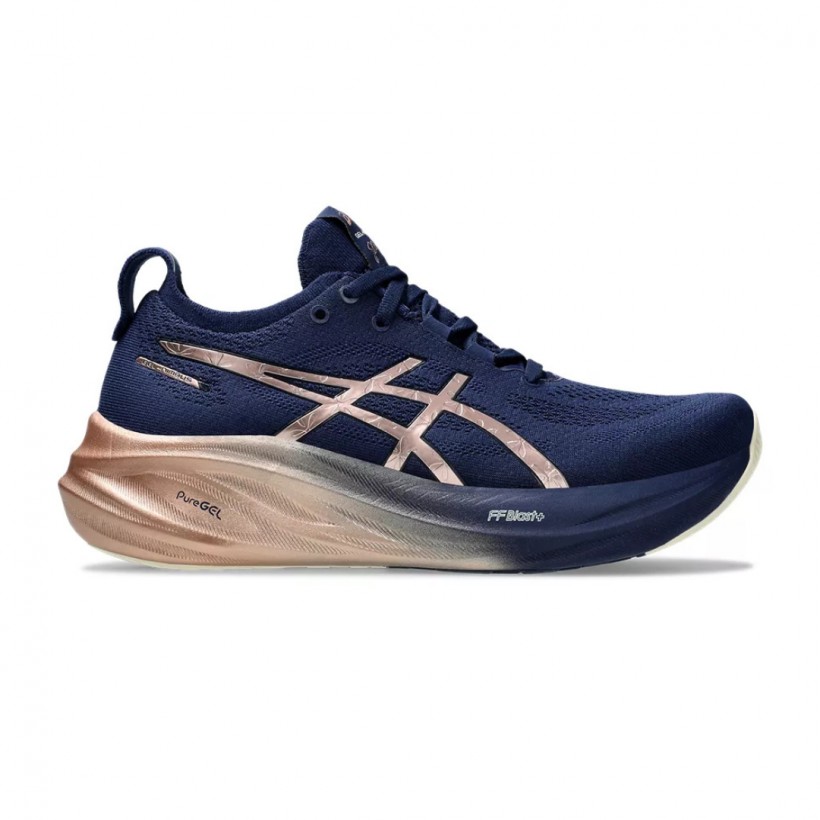Chaussures Asics Gel-Nimbus 26 Platinum Bleu Or Femme