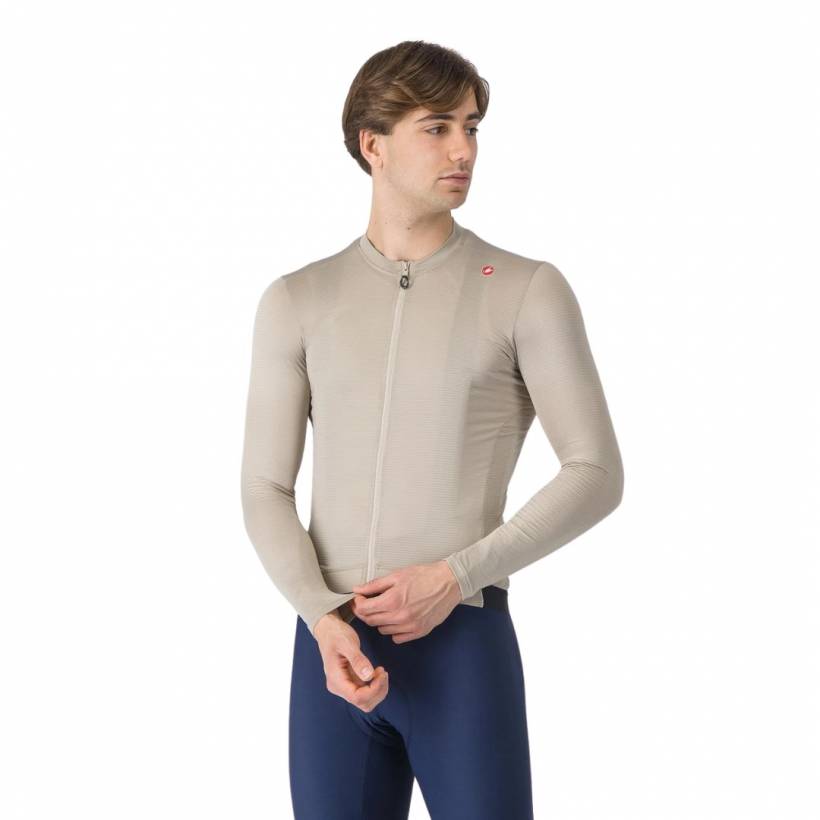 Maillot Castelli Espresso LS z długim rękawem w kolorze beżowym
