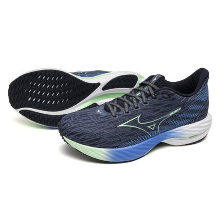 Mizuno Wave Rider 28 Schuhe Blau Grün SS25