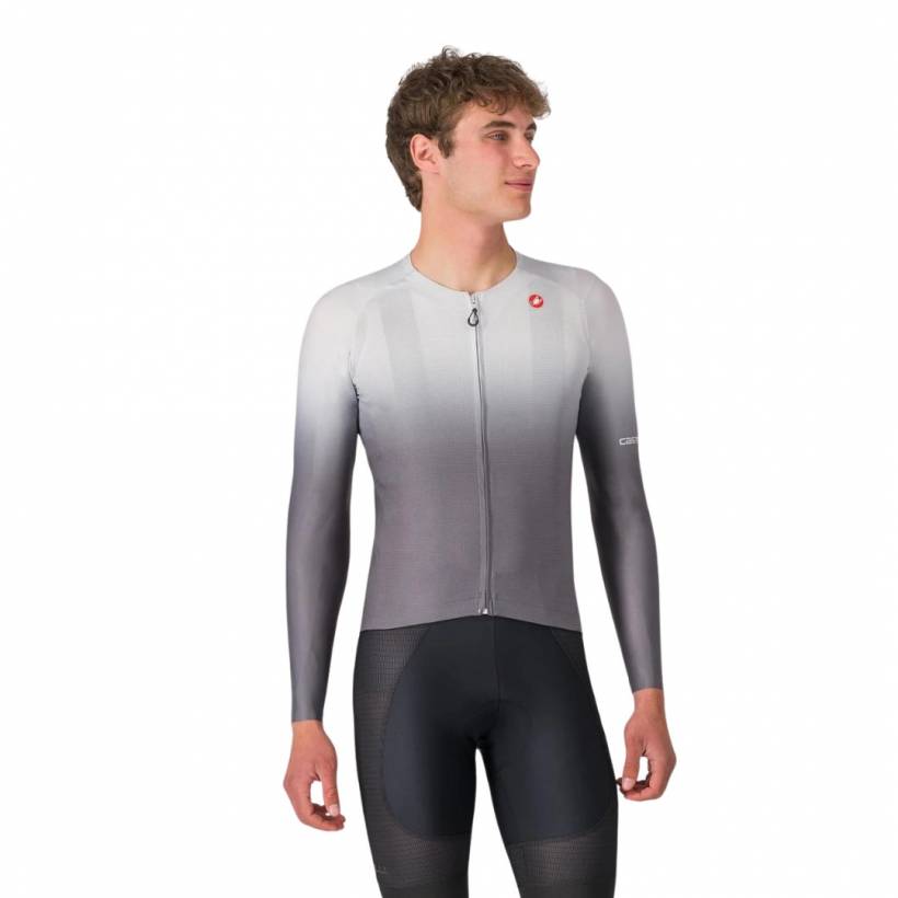 Maillot Castelli UPF Manica Lunga Grigio Argento