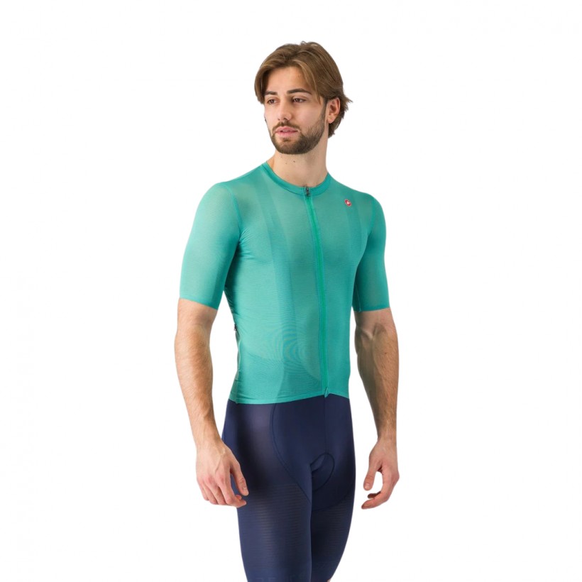 Maillot Castelli Superleggera A/C Manches Courtes Bleu Vert