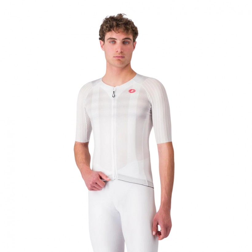 Maillot Castelli Aero Race 8S Manches Courtes Blanc