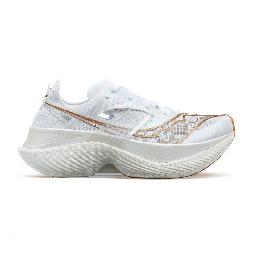 Chaussures Saucony Endorphin Elite Blanc Doré Femme