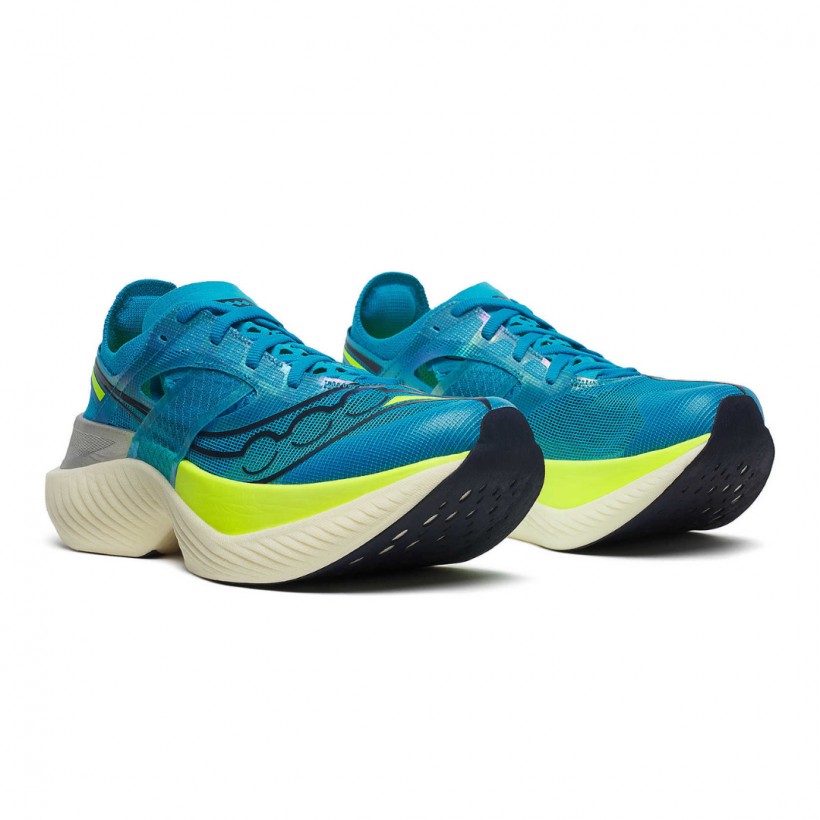 Chaussures Saucony Endorphin Elite Bleu Vert Femme