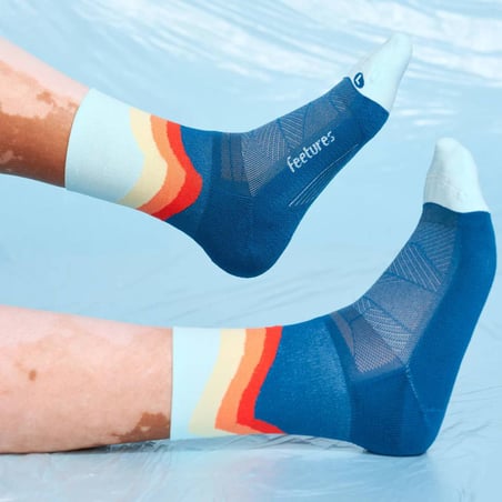 Calzini Feetures Elite Light Cushion Mini Crew Blu Arancio