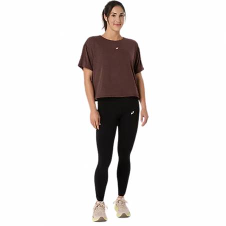 Camiseta Asics Nagino Run Adjustable SS Top Manga Corta Marrón Mujer