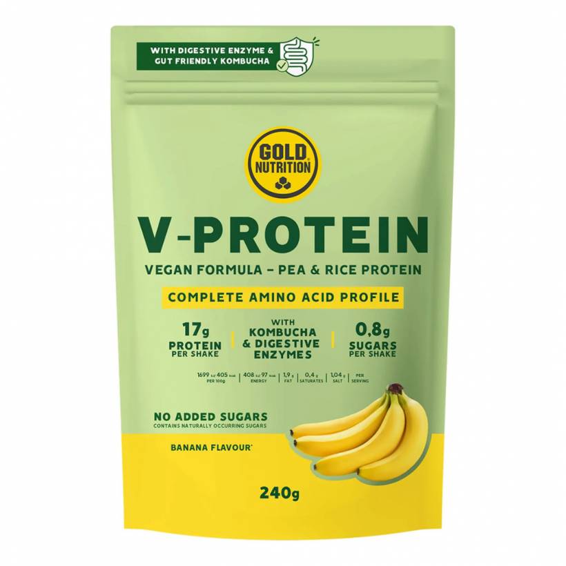 Białko wegańskie GoldNutrition V-Protein Kombucha Banan 240g