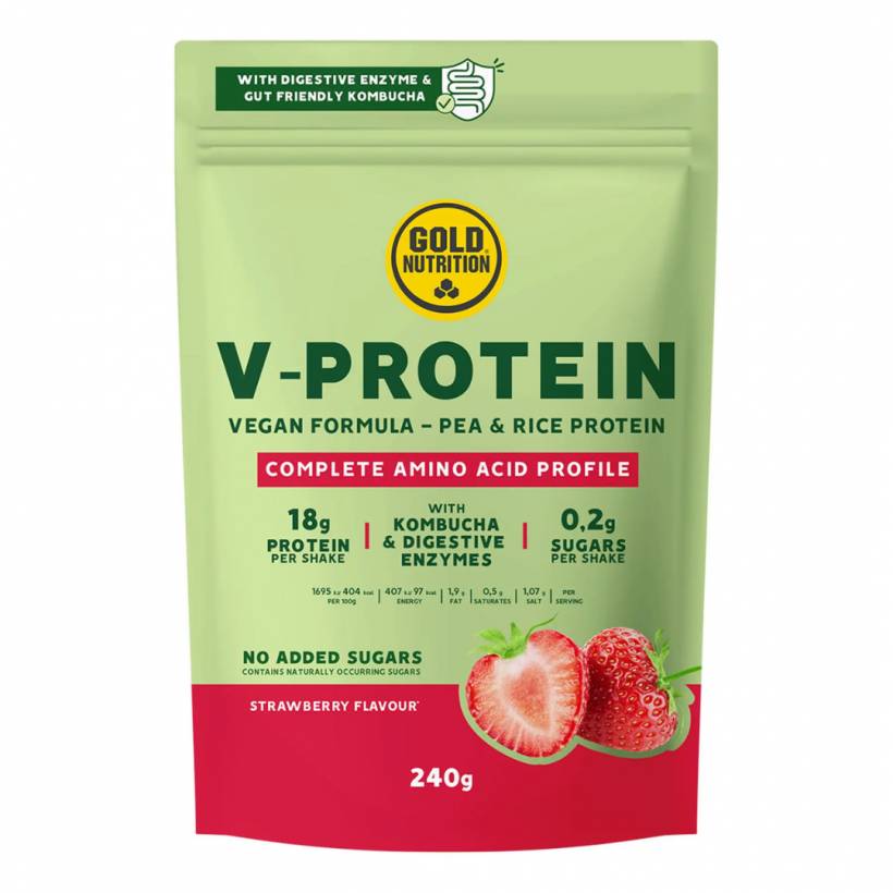 Proteína Vegana GoldNutrition V-Protein Kombucha Morango 240g