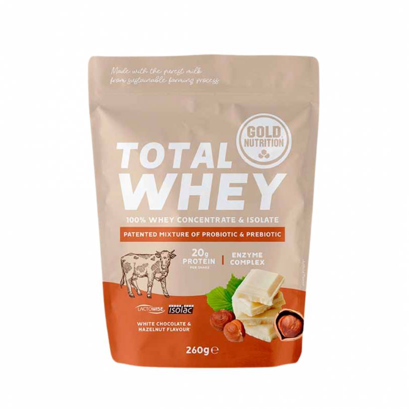 Białko GoldNutrition Total Whey Biała Czekolada i Orzech Laskowy 260g