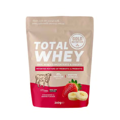 Proteína GoldNutrition Total Whey Fresa y Plátano 260g