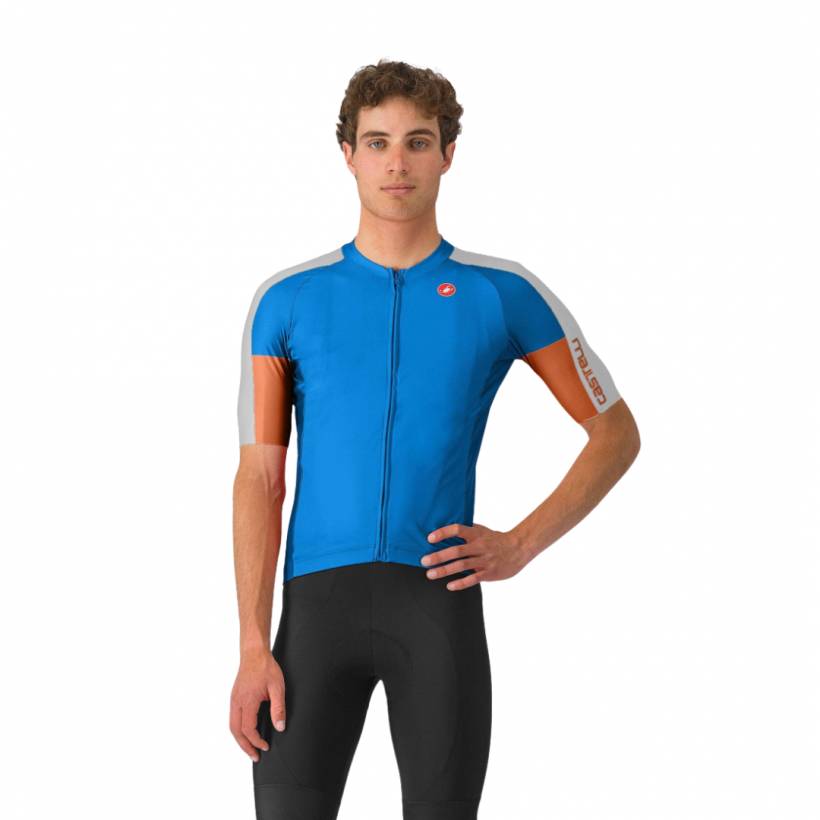 Maillot Castelli Entrata 6 Manga Corta Azul Gris