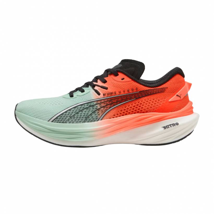 Chaussures Puma Deviate NITRO 3 Hyrox Rouge Vert AW25 Femme