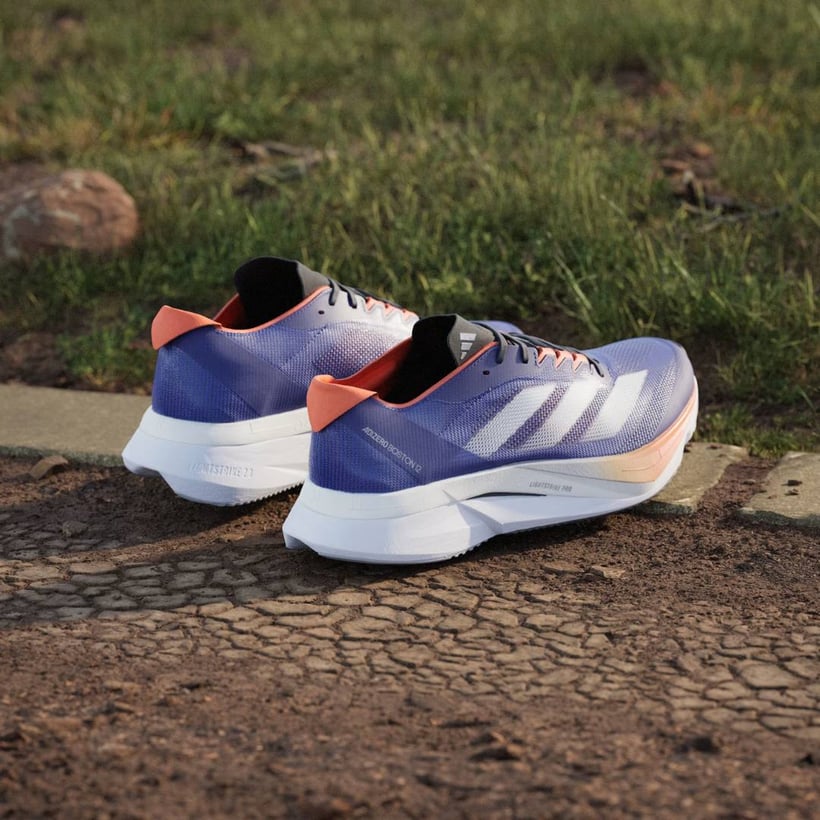 Adidas Adizero Boston 12 Shoes Blue Orange SS25.