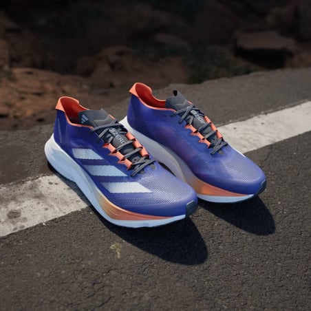 Adidas Adizero Boston 12 Shoes Blue Orange SS25.
