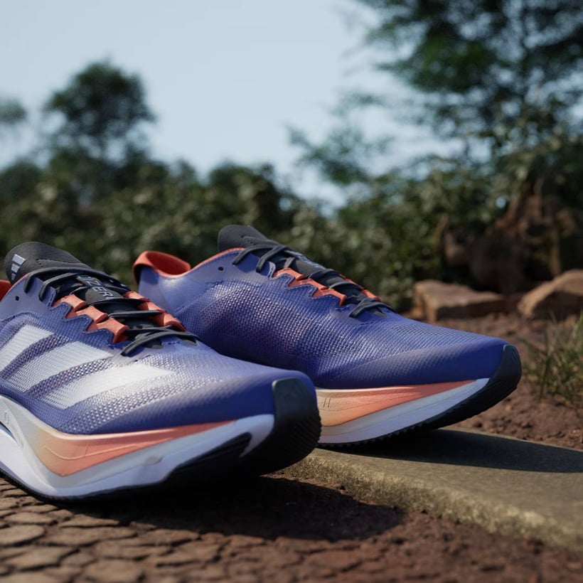 Adidas Adizero Boston 12 Shoes Blue Orange SS25.