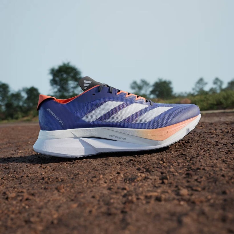 Adidas Adizero Boston 12 Shoes Blue Orange SS25.