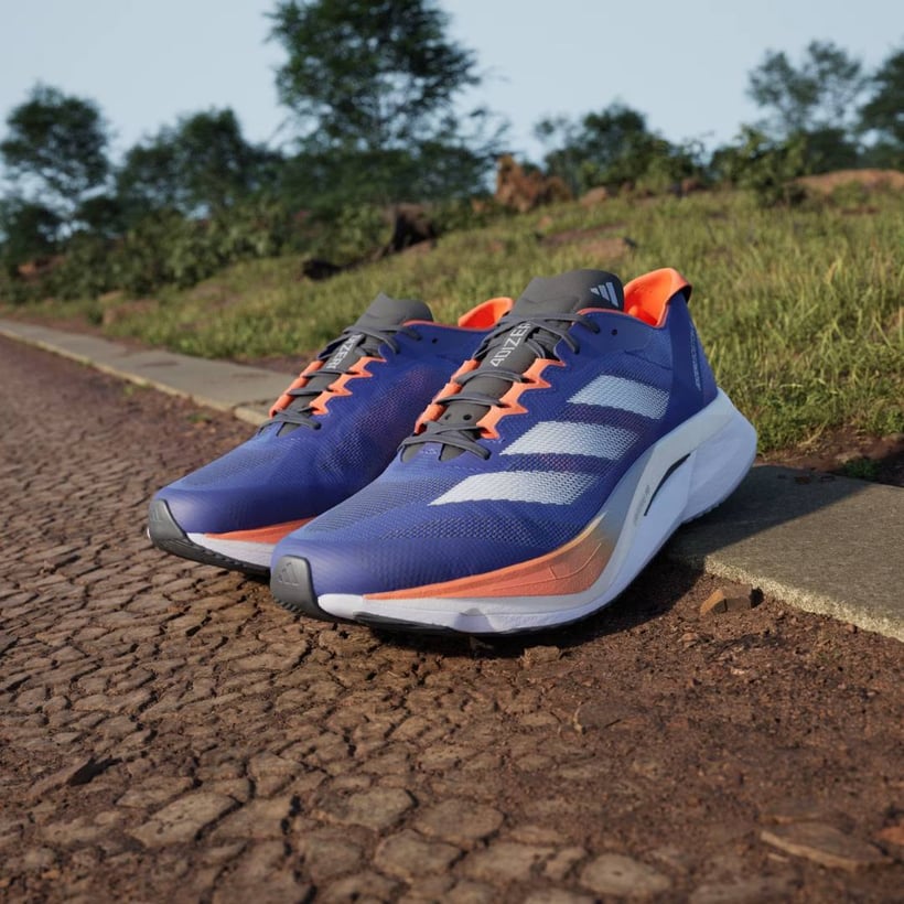 Adidas Adizero Boston 12 Shoes Blue Orange SS25.