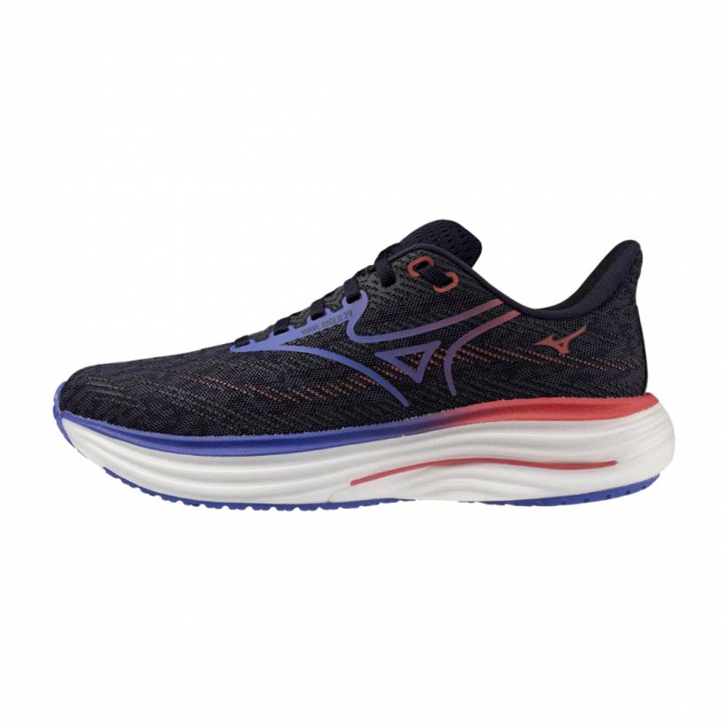 Tênis Mizuno Wave Rider 29 Preto Roxo Vermelho AW25 Feminino