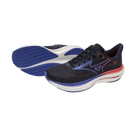 Tênis Mizuno Wave Rider 29 Preto Roxo Vermelho AW25 Feminino