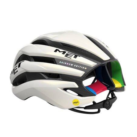 MET Trenta 3K Carbon Mips Helmet World Champion Rainbow Edition White