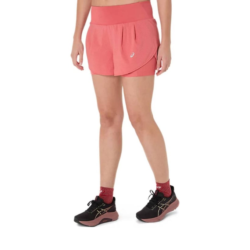 Asics Road 2-N-1 3.5IN short Roze Dames