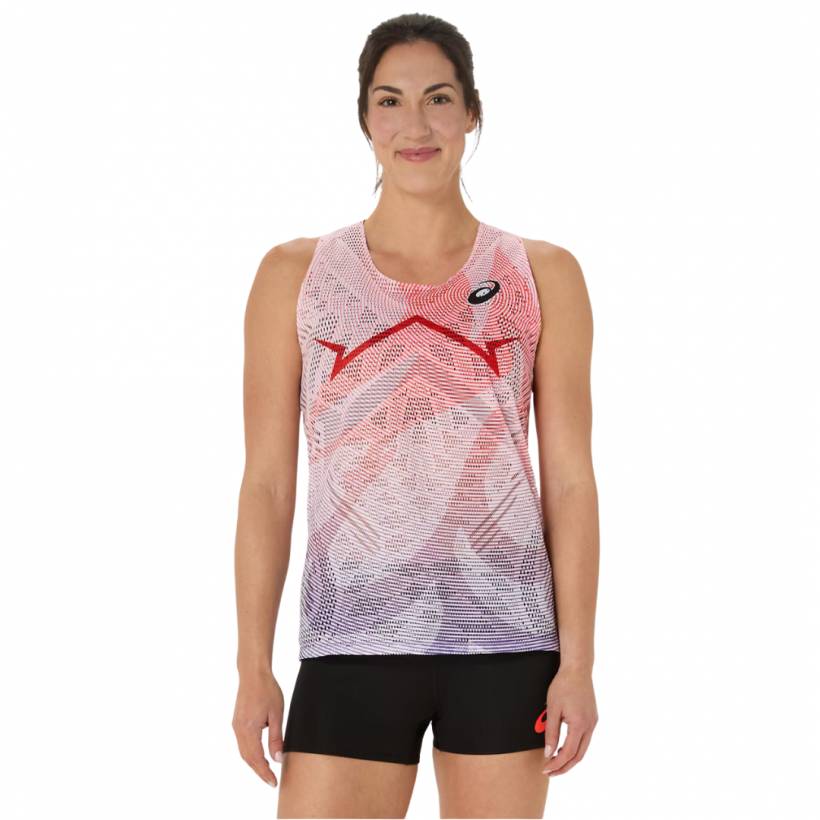 Camiseta Asics Metaspeed Sem Mangas Branco Vermelho Mulher