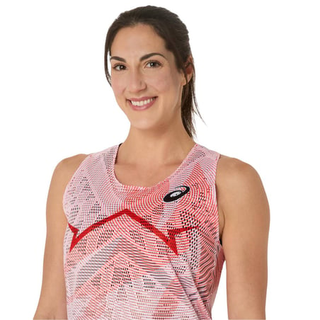 Camiseta Asics Metaspeed Sem Mangas Branco Vermelho Mulher