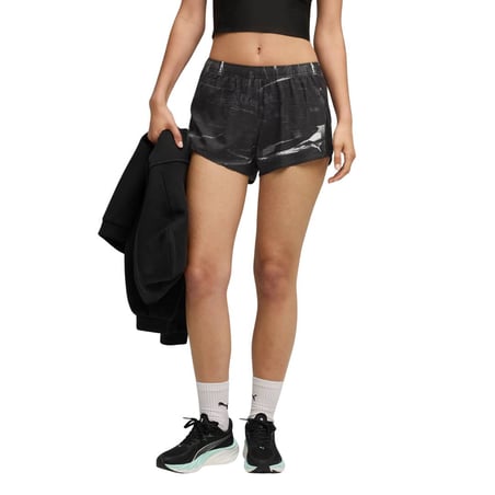 Short Puma Run Velocity AOP 3" Preto Feminino