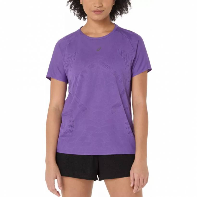 Camiseta Asics Metarun SS Manga Curta Roxa Feminina