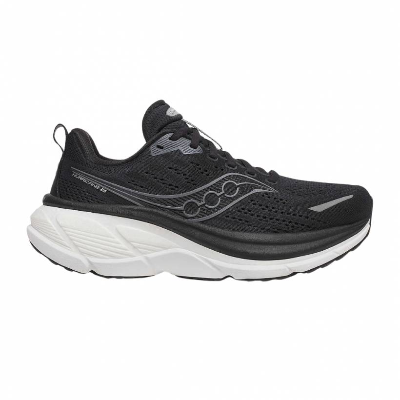 Zapatillas Saucony Hurricane 25 Wide Negro Blanco AW25 Mujer