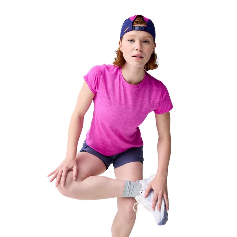 Camiseta Brooks Luxe Manga Curta Rosa Mulher