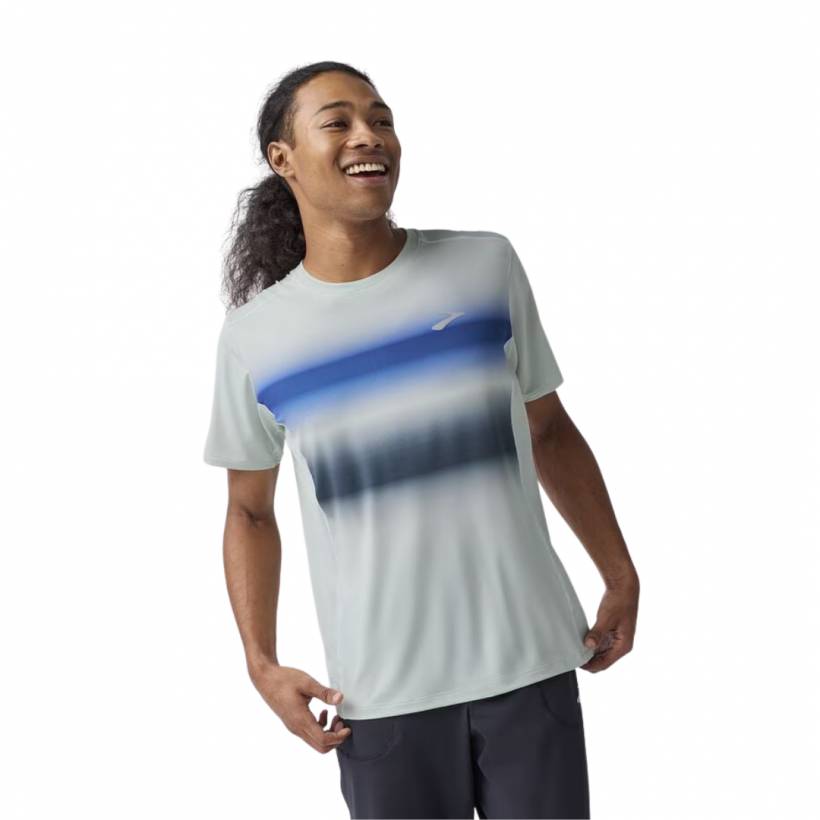 Camiseta Brooks Atmosphere 3.0 Manga Corta Gris Azul
